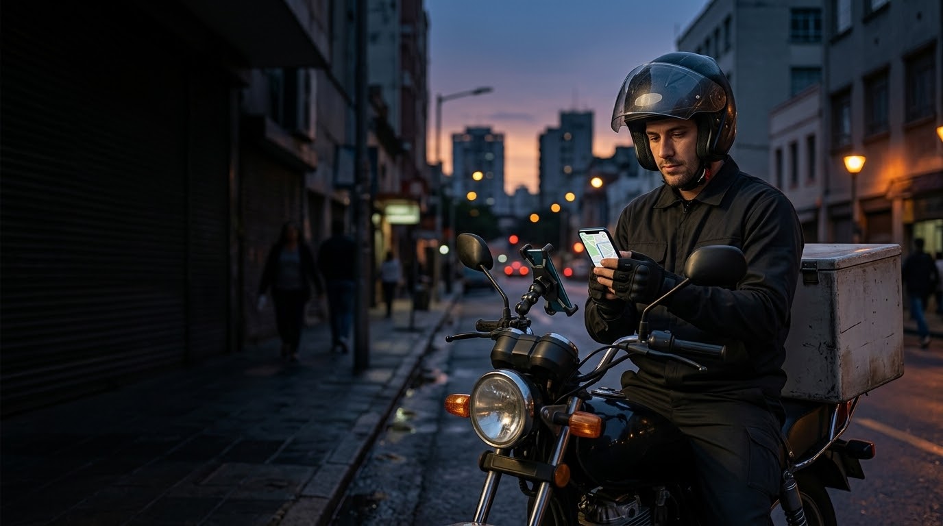 WUPP Motorcycle Phone Mounts 1 Motorcyclist using a phone mount on the handlebar